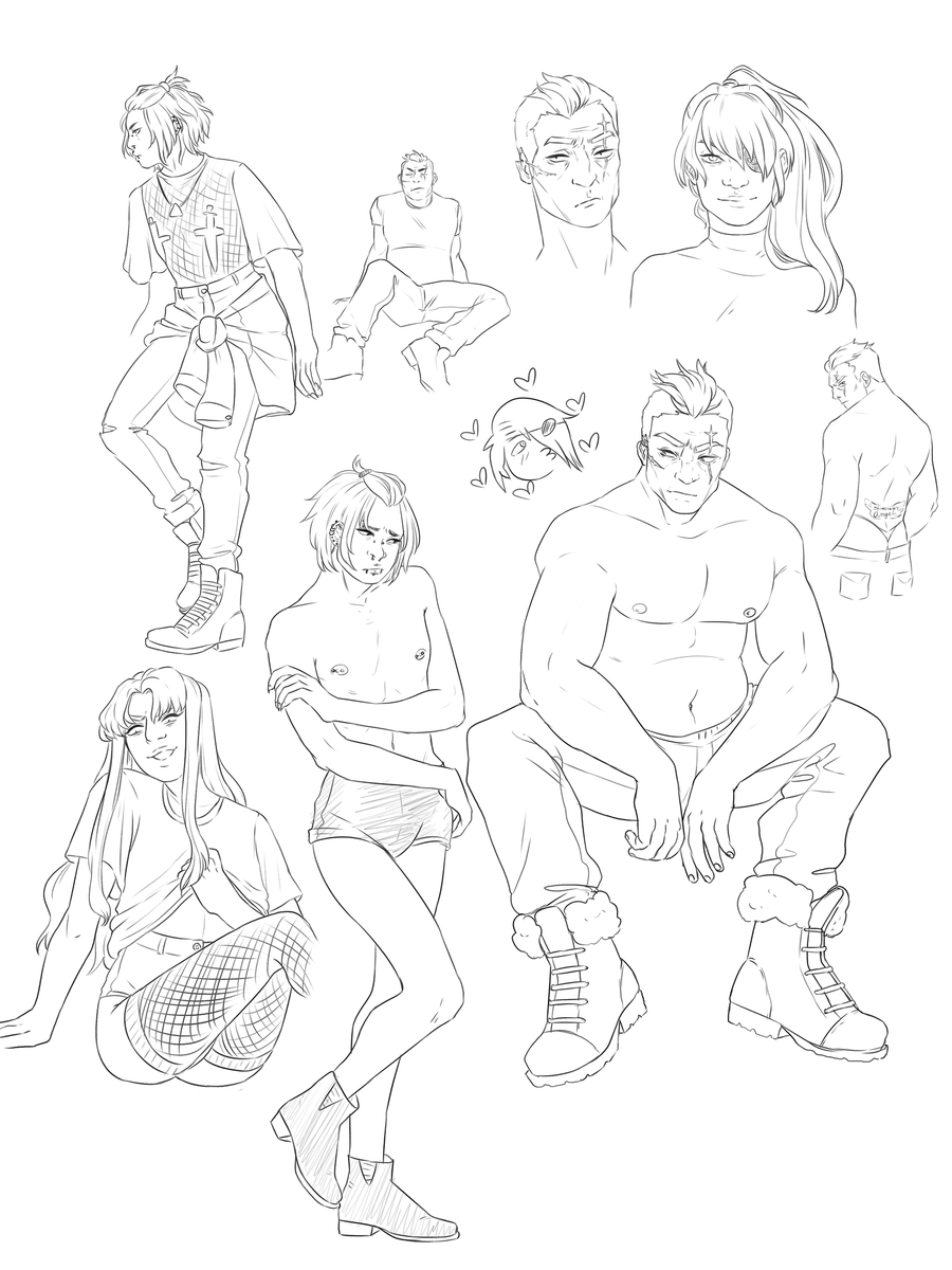theforgetmelot's tweet photo. I spent all day today lining a bunch of @deadmeatvince's sketches as practice and I'm pretty pleased with how they came out!! I'm so excited to be doing the lines on this project https://t.co/gOxJZJcx6T