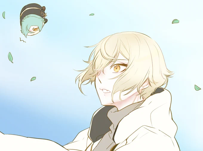 風に飛ばされるもち膝くん 
