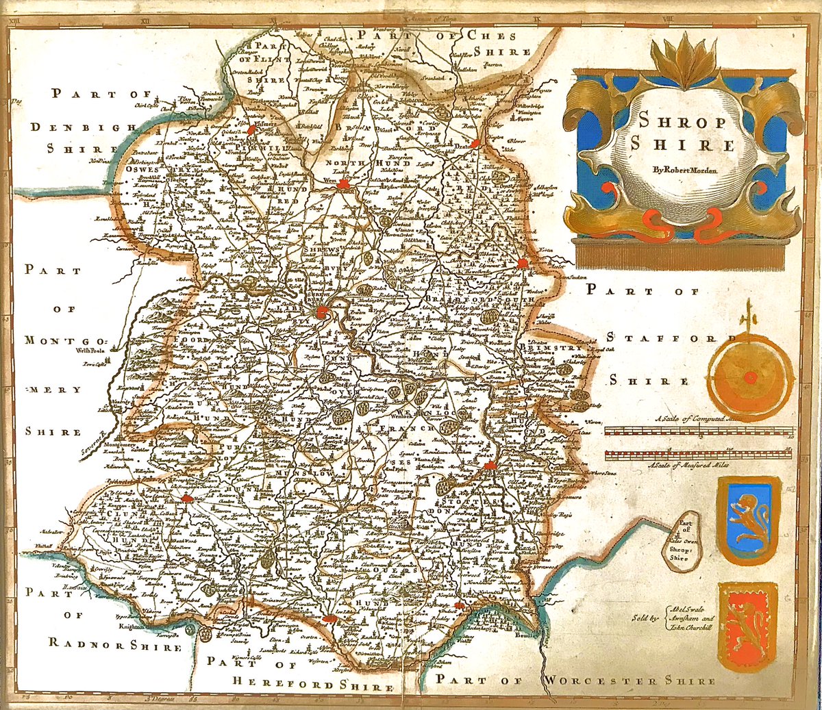 CatoCrane's tweet photo. .SHREWSBURY MAP by Robert Morden C1650-1703 - Where Cato Crane Has It’s Roots as #StageCoach Operators - Wyle Cop #Shrewsbury & Edwin #Bathurst’s Clay Pipe Manufactories in #Benthall & #Broseley & #Jackfield #Potteries @shrewsmorris @OriginalShrews @ShropshireStar @shropshirelive https://t.co/K3dCAKivu7