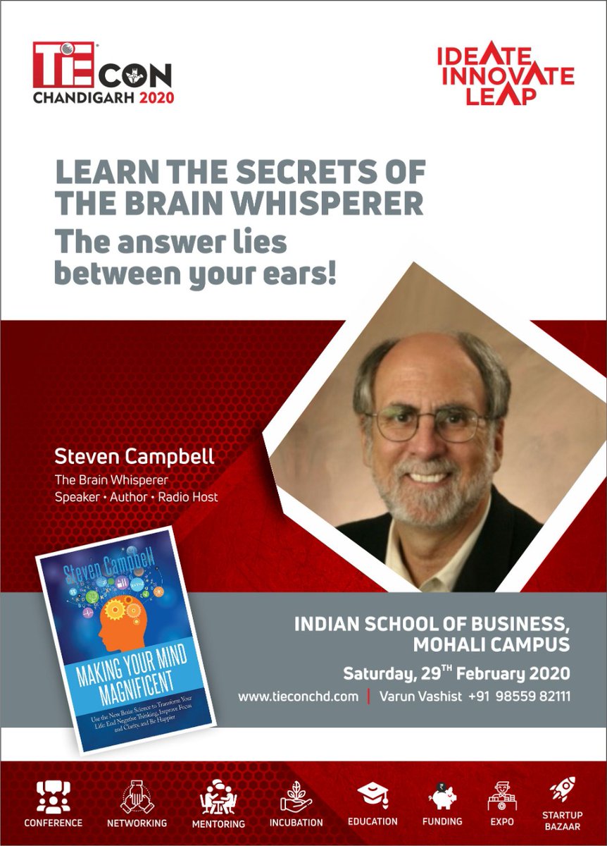 Meet #stevencampbell - #thebrainwhisperer and author of the acclaimed book #makingyourmindmagnificent !!
Only at #TiEConChandigarh2020 #ideateinnovateleap @TiEGlobal #startupindia #gettingsmart #mindovermatter