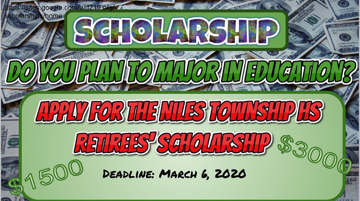 Plan to major in education? Apply for the Niles Township HS Retirees Scholarship. Application available on the NW Scholarship site or Naviance. #Scholarship #nths
