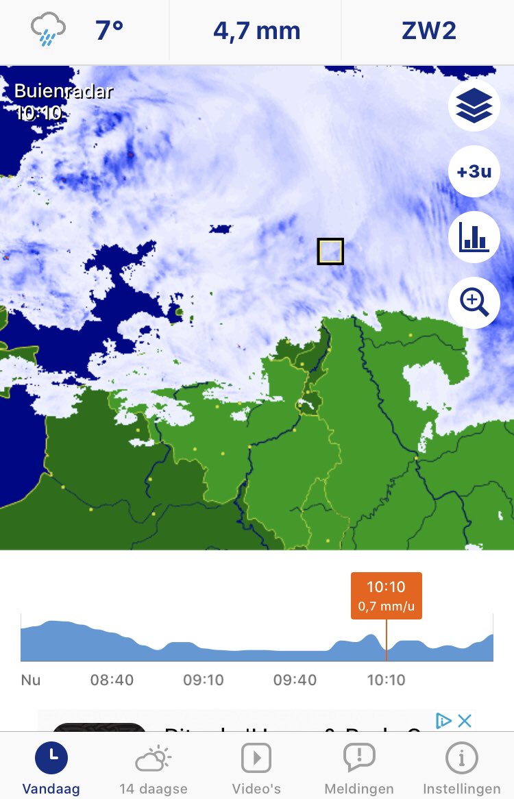 Het KNMI adviseert binnen te blijven en een boek te lezen.