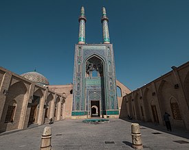 Another beautiful mosque tonight in my Iranian cultural heritage site thread, Jameh Mosque of Yazd in Yazd Province.The entrance has the highest minarets in Iran, they're 52 meters high and 6 meters in diameter. It dates from the 12th century, with rebuilding between 1324 & 1365.
