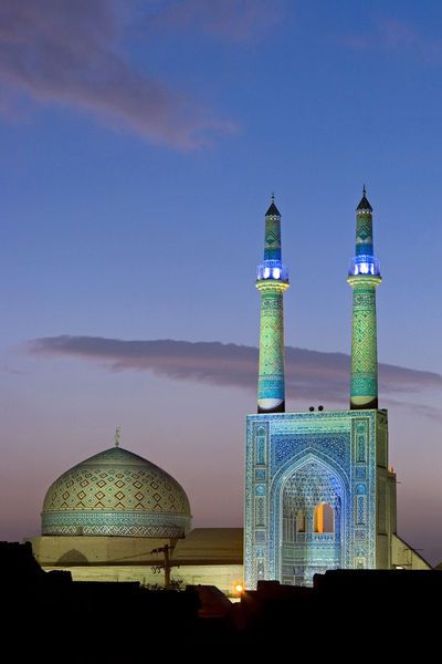 Another beautiful mosque tonight in my Iranian cultural heritage site thread, Jameh Mosque of Yazd in Yazd Province.The entrance has the highest minarets in Iran, they're 52 meters high and 6 meters in diameter. It dates from the 12th century, with rebuilding between 1324 & 1365.