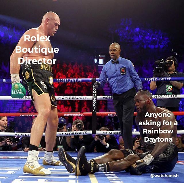 WatchAnish's tweet photo. Big facts 🥇

#wilderfury2 #gypsyking #wilder #fury #tysonfury #rolexdaytona #daytonarainbow #rbow #watches #luxury #boxing #andthenew #andstill #vegas #menswear #supreme #mastermindjapan #sneakernews #watchanish #tysonfury https://t.co/pYmMVwyr2H https://t.co/7jcQfWUraf