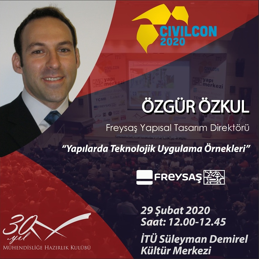 CivilCon20's tweet photo. 28-29 Şubat'ta gerçekleşecek olan CivilCon'20 de;

Freysaş Yapısal Tasarım Direktörü Özgür ÖZKUL bizlerle!

Başvurmak için linkimiz bioda!

#CivilCon
#itumhk30yasinda https://t.co/IieA6eoAmD