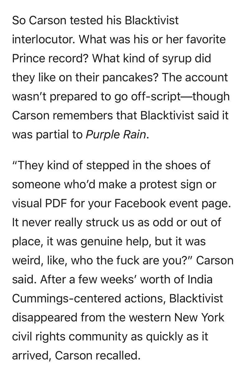 The way Bernie supporters so flippantly dismiss the Russian help he’s getting indicates they either don’t understand or flat out just DGAF that his “helpers” sew racist/sexist division by posing as Black civil rights activists who support Bernie & BLM.   https://www.thedailybeast.com/exclusive-secret-documents-from-russias-election-trolls-leak