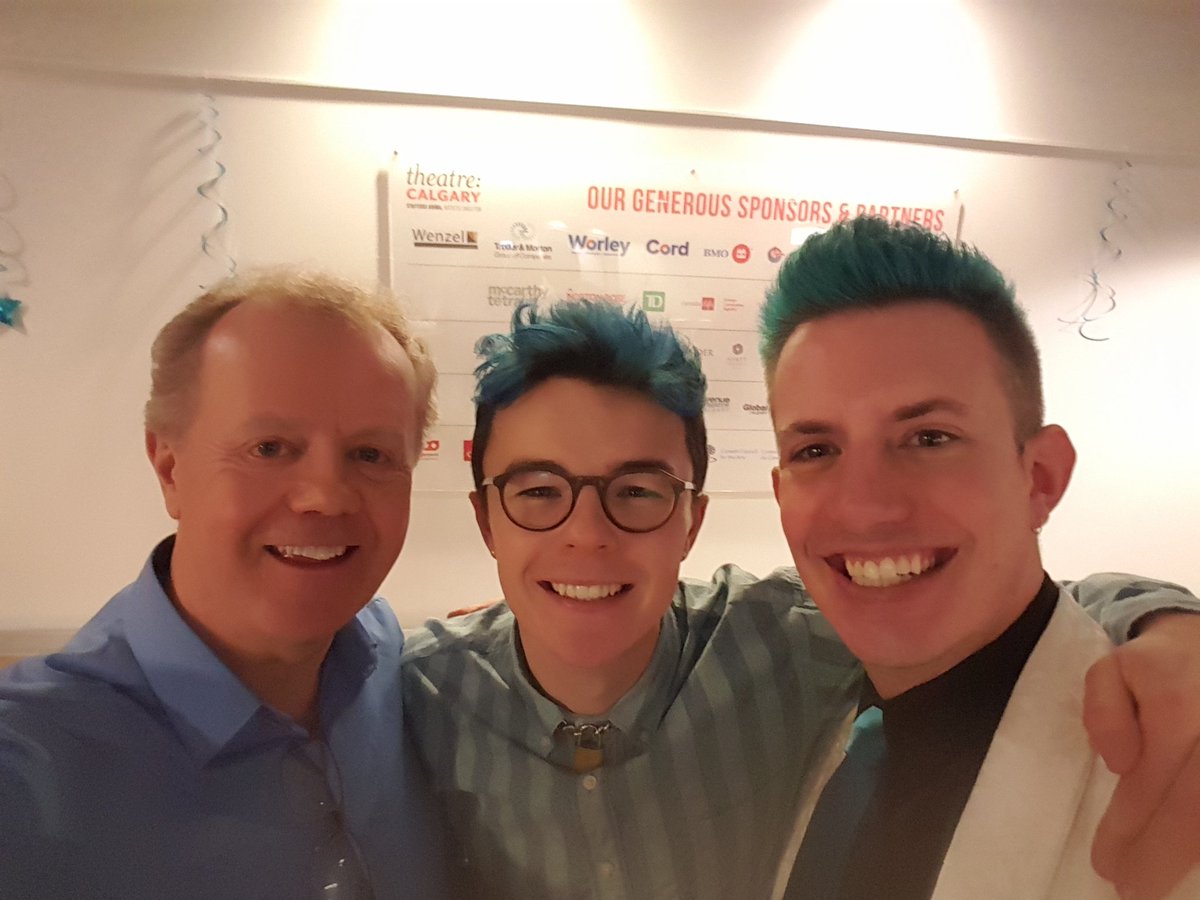 Leeword7's tweet photo. With Evan Kinnane, who played Marc Hall, and the real Marc Hall!! at the closing of The Louder We Get at Theatre Calgary. https://t.co/EBlXIXQUVZ