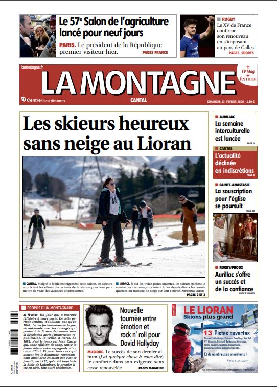 lamontagne_15's tweet photo. Dans votre journal de ce dimanche 23 février, les vacance à la @StationduLioran sans neige, une souscription lancée pour sauver l'église de Sainte-Anastasie et les indiscrétions de la semaine.
Bonne journée :) !
#Cantal #une #Aurillac #StFlour https://t.co/HMJEiKaAtH