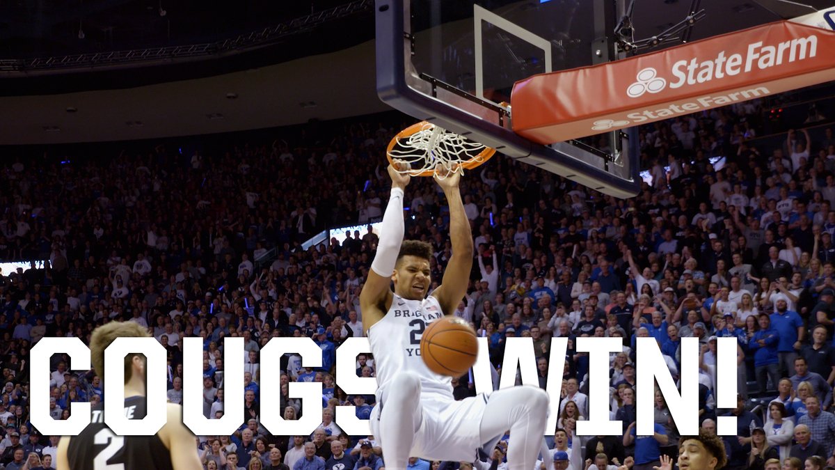 BYU_Video's tweet photo. Highlights from the #BYUMBB 91-78 win over #2 Gonzaga on February 22, 2020. @GregWrubell with the call. #BYUMBB #GoCougs

https://t.co/TwbJkajH27 https://t.co/mMY2w79BfJ