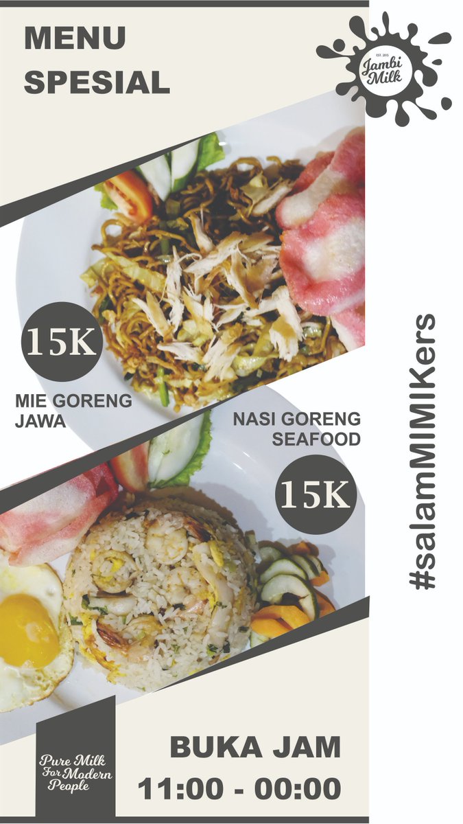 JambiMilk's tweet photo. Hari minggu makin happy karna makan hemat di JAMBI MILK.

SKUY nongki syantik di TKP Jl. H Agus Salim No 71 Kota Baru Jambi

#SeeYouAtJaMilk
#salamMIMIKers
🐮 https://t.co/KrDeGMAZsW