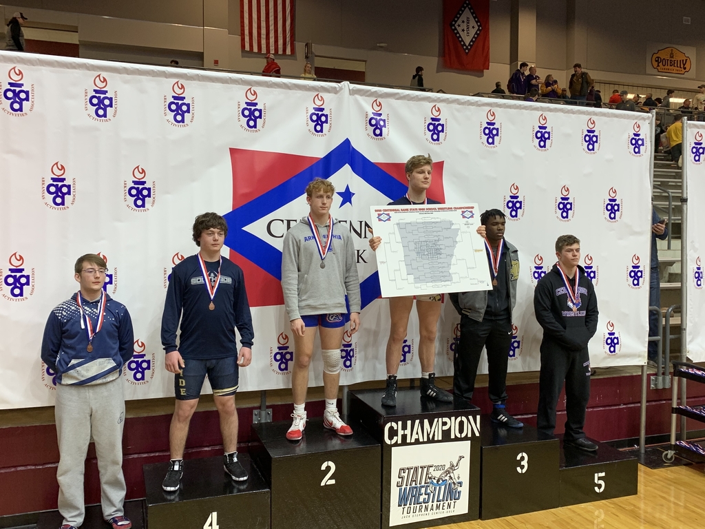 cedarridgesd's tweet photo. Sophomore Dylan Blevins finished 5th in the in the 1a-4a 182 lb division at the state wrestling meet. Great job Dylan! https://t.co/PfoP4aT5PD