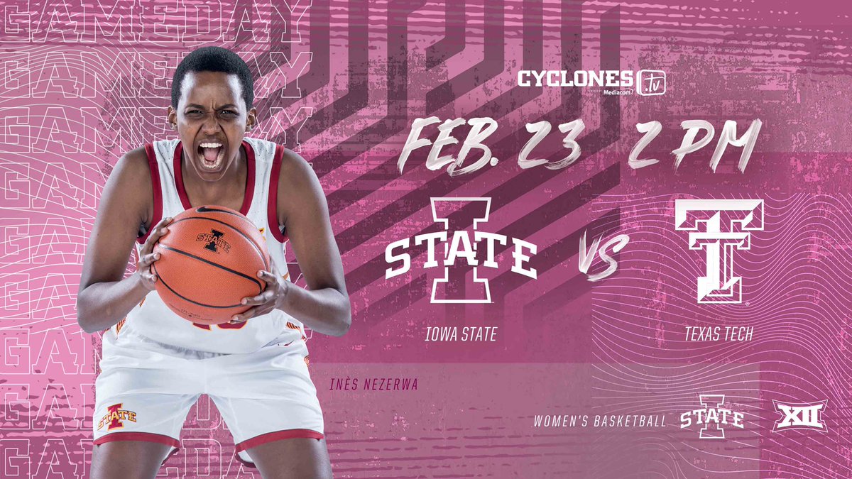 CycloneWBB's tweet photo. 🚨𝗚𝗔𝗠𝗘𝗗𝗔𝗬🚨
 
🆚 Texas Tech
⏰ 2 PM
🏟️ Hilton Coliseum
📺 https://t.co/XxeTxwXeAf
💗#Play4Kay
📈 https://t.co/XdGXBAE7HV
📻 https://t.co/glpGai3Au2 https://t.co/olqk3z4ftQ