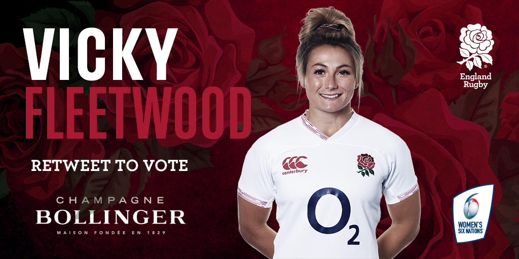 Time to vote for your <a href="/BollingerUK/">Champagne Bollinger</a> player of the match 🌹.

Retweet to vote for <a href="/vickyfleetwood/">Vicky Fleetwood</a>.