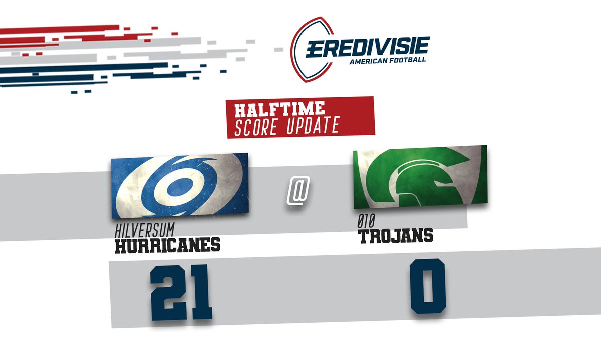 2️⃣ | HALFTIME <a href="/HsumHurricanes/">Hilversum Hurricanes</a> 21 - 0 <a href="/010TROJANS/">010 TrojansFootball</a>: De Hurricanes doen hun naam wederom eer aan en leiden met drie scores tegen de thuisspelende Trojans. #EAF