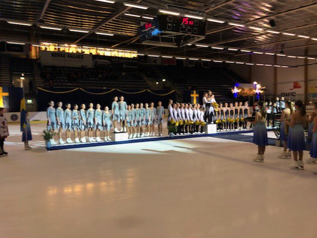 Medaljceremoni, Juniormästerskapen i synkroniserad konståkning 2020. På pallen:
Guld: Team Spirit, Kungsbacka KK/Mölndals KK
Silver: Team Seaside, Tjörns Konståkningsklubb
Brons: Team Convivium, Göteborgs Konståkningsklubb Synchro
#synkrosm2020 #skatesweden