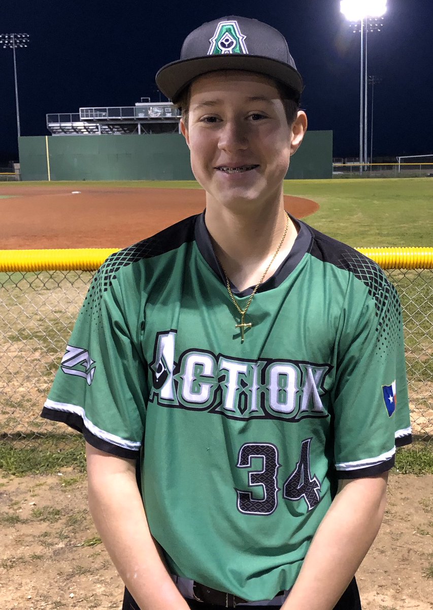 ActionYouthBsbl's tweet photo. It was a late night for Action Youth Baseball 14u-Taylor. Patrick Reyes was their player of the night. #Leftiesgetitdone #Shutout https://t.co/1BVqLZnmtz