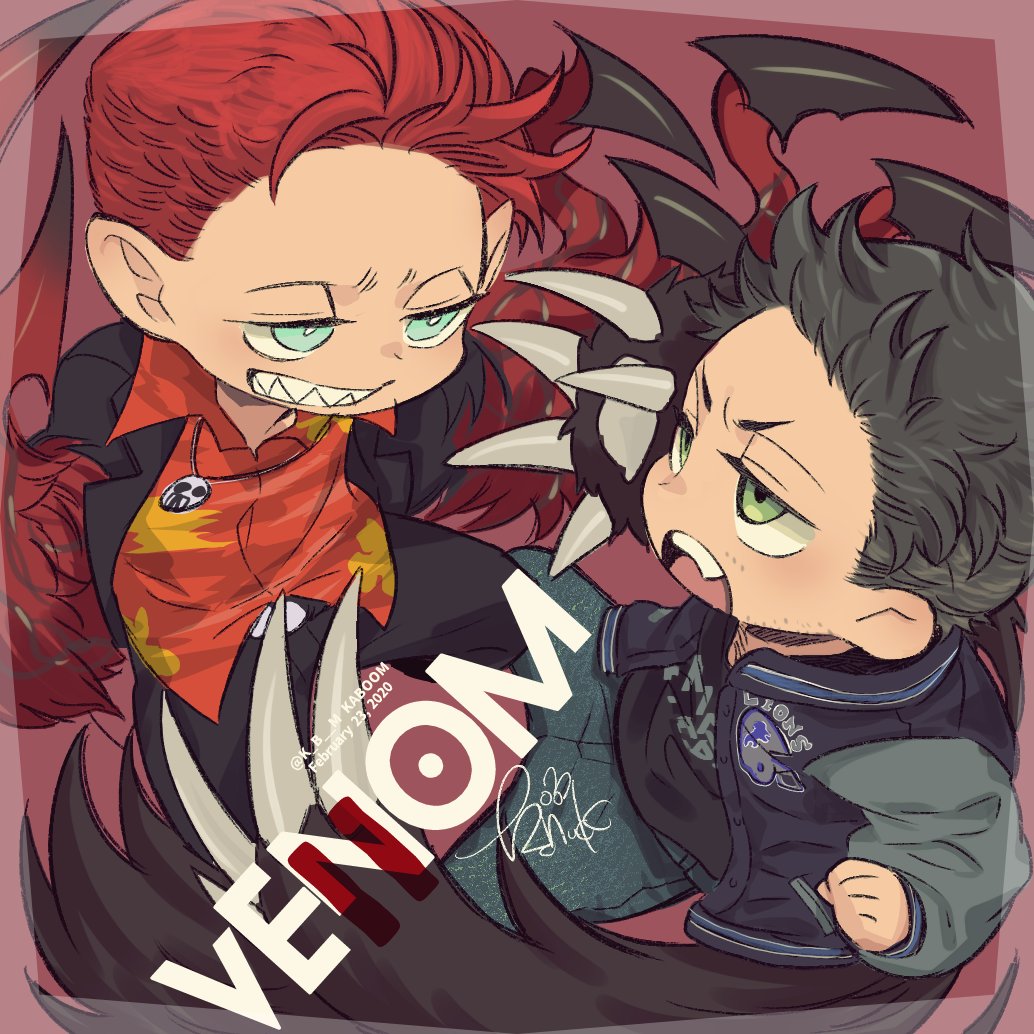 2boys multiple boys male focus jacket chibi shirt red hair  illustration images