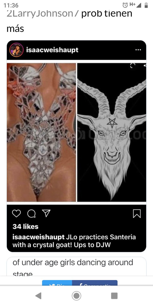 Alejandro18rued's tweet photo. @todonoticias Cada vez se nota más el ritual Illuminati. JLO en la entre piernas tiene la cara de Baphomet https://t.co/f7QMIIpqs6