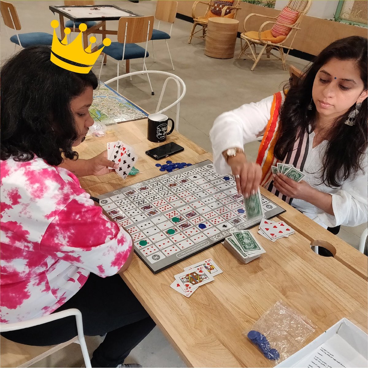 TheBoardGames1's tweet photo. #Sequence: Making 3 sets of 5 is not easy when you don't know your partner's tactic.. This time the daughter won over her mom's game plan
 #boardgames #Play #event #Friday #strategygames #Mumbai #thingstodoinmumbai #MaladWest #wework #TGIF #OfficeFun #DoWhatYouLove https://t.co/i56ziwUvSZ