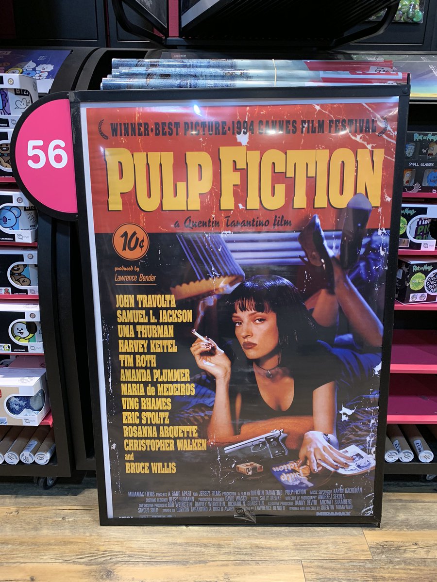 hmv_Southend's tweet photo. Good grief we feel old! 24 years ago in 1995, staff member Stuart had this @FriendsTV poster on his bedroom wall and staff member Jonathan had the #PulpFiction one up! Twitterverse, what posters did teenage YOU adorn your walls with? #Friends @HMVGB https://t.co/7bFoOwaKKq