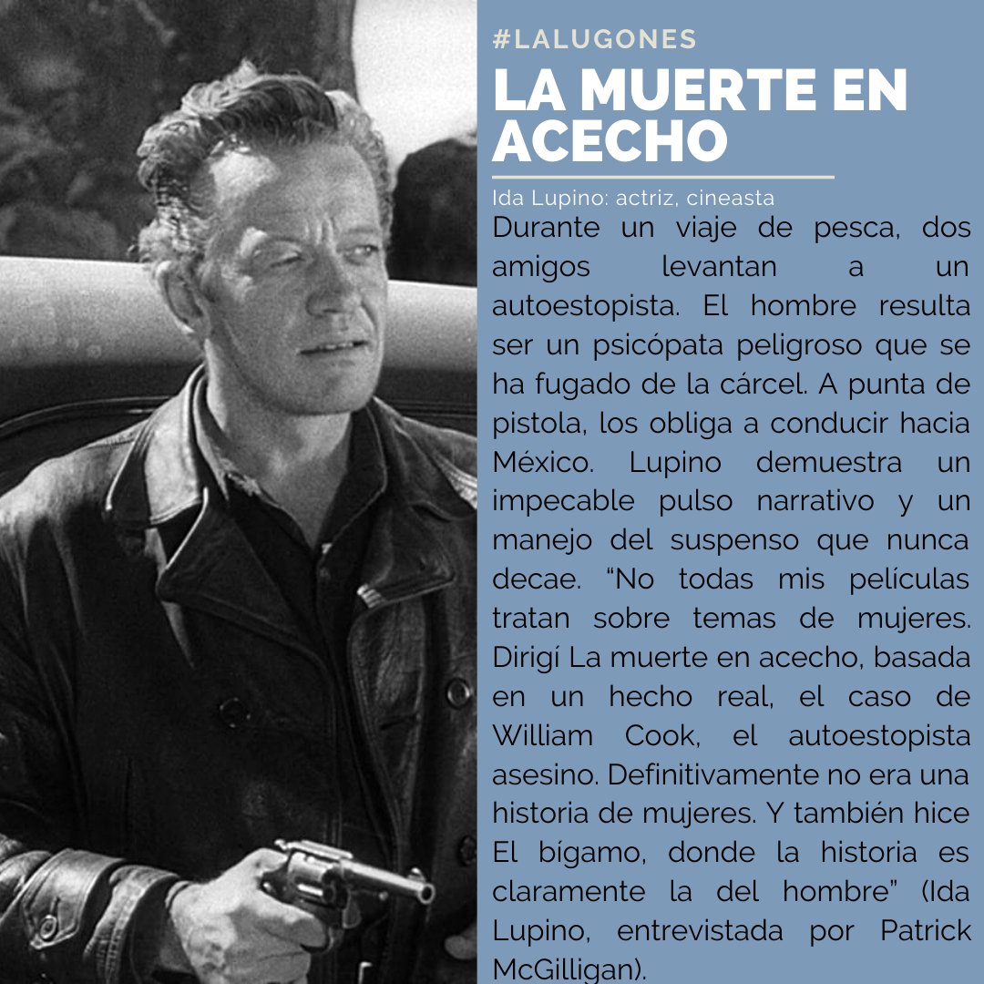 Sala_Lugones's tweet photo. HOY Domingo 23.:.  La muerte en acecho (The Hitch-Hiker; EE.UU., 1953) Dirección: Ida Lupino. A las 14, 16.30, 19 y 21.30 horas @elSanMartinCTBA https://t.co/ON5cnswGvC