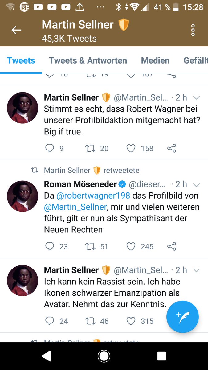 robertwagner198's tweet photo. Amüsant: Die Nazi-Trollhorden der #Identitären machen sich – angestoßen von den #IB-Influencern M. #Sellner und R. Möseneder – einen albernen Spaß daraus, mich bzw. mein Profilbild lächerlich zu machen. Einige ihrer Fans zeigen ihren #Rassismus dabei ein bisschen zu offenherzig. https://t.co/u055GgD8O4