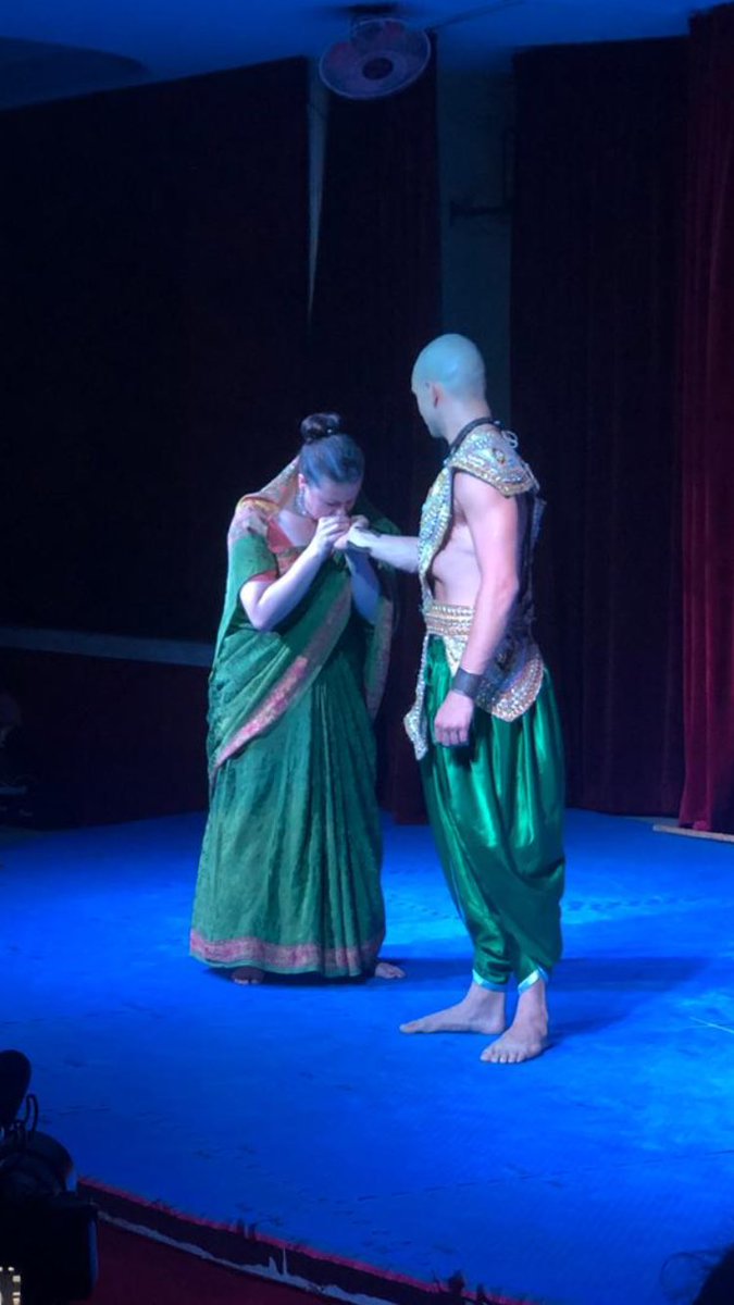 DaryaDashaC's tweet photo. My favourite photo from our show, Grandsire: The Life of Bheeshma. I am cast as #Queen #Satyavati from the #Mahabharata #stagelife #stage #aryalanders #acting #actorslife #act #theater #theaterlife #theatre https://t.co/7utJ2Uv1zO