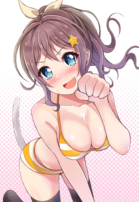 水着でにゃんにゃんやらされてる沙綾...🍞 
