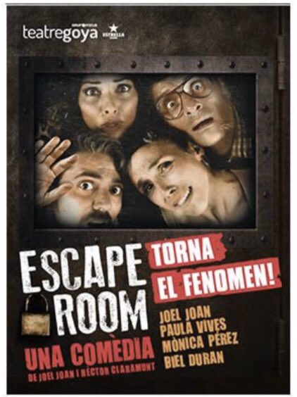 JoaquimJust's tweet photo. Ahir nit de comedia amb Escape Room al @Teatre_Goya , amb @bielduran @lamonicaperez , Paula Vives i un espectacular @JoelJoanJuve !! #divertida #risas #recomenable #top https://t.co/DYnx92NLcV