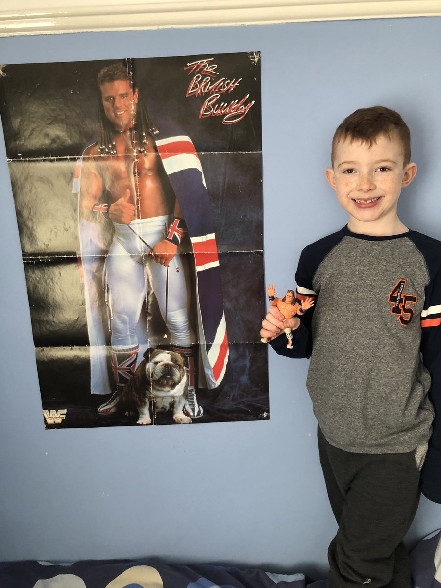 ShoneCold's tweet photo. Finlay loves his new (my old) British Bulldog poster #BulldogforHOF 🇬🇧 🐶 #DaveyBoySmith https://t.co/D3PxLhPZox