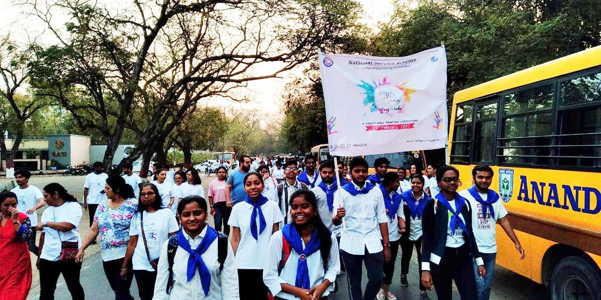 NssLdce's tweet photo. On 23rd February, 2020 our NSS volunteers participated in "MOTIF TTEC Charity walk" to encourage the citizens to join noble cause by donating for the NGOs.
Also Volunteers did a campaigning session for our benchmark event "RANG AMAIZI-A Unique Wall Painting Competition" https://t.co/z55lf2Fift