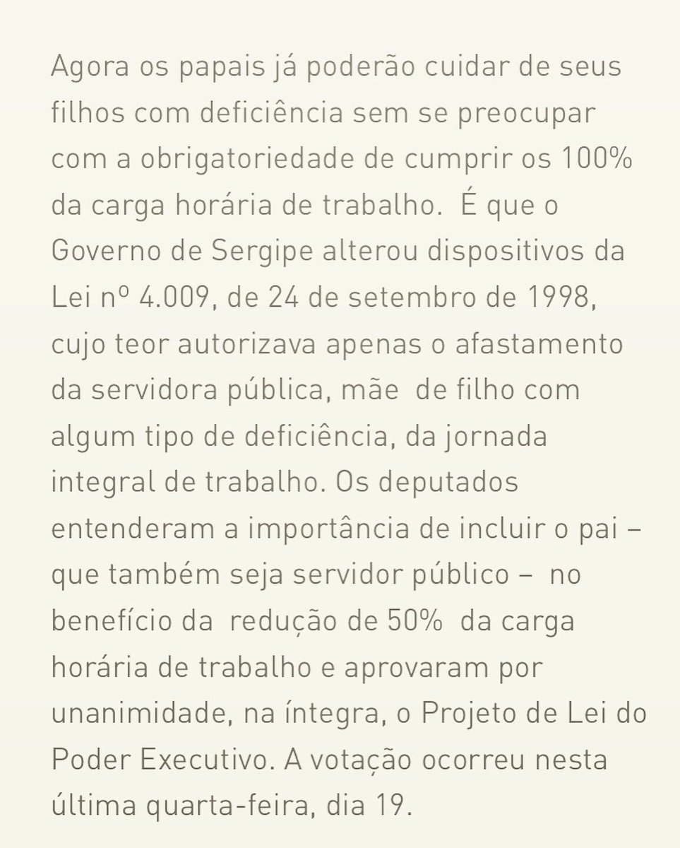 assembleiase's tweet photo. Os deputados e deputadas estaduais de Sergipe aprovaram alteração na lei que previa redução de 50% na carga horária para a mãe, servidora pública, de PcD. Agora os pais também têm o mesmo direito.
.
#pcd #mae #pai #sergipe #Redealese #direito #cidadania https://t.co/Ut5xoLYxy4