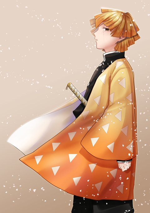 想月たいがさんがTwitterに投稿した我妻善逸(鬼滅の刃)のイラスト。