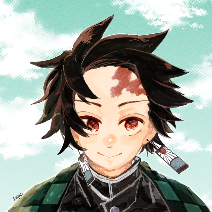 かぺさんがTwitterに投稿した竈門炭治郎(鬼滅の刃)のイラスト。