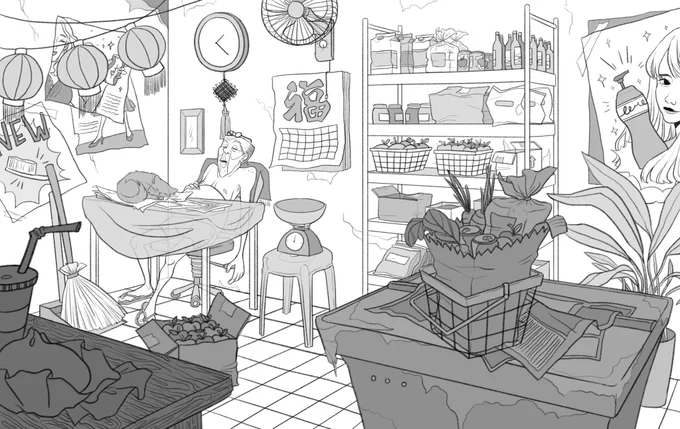 it been a few days since i submitted portfolio......honestly cant believe it's over ? but anyway here's one of the perspective pieces i made ! a binondo-inspired convenience store ? 