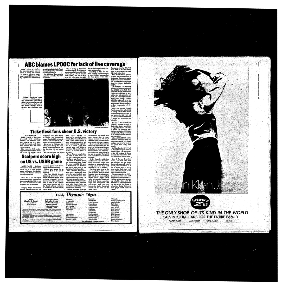 AdkEnterprise's tweet image. On this date 40 years ago, here's how we and the @LakePlacidNews covered the "Miracle on Ice." The local newspapers of record, in addition to our regular editions, jointly put out the Daily Olympic Digest during the Lake Placid Olympics. Read it here: ow.ly/5hy630qjPPa