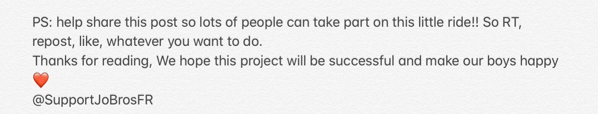 SupportJoBrosFR's tweet photo. May the Happiness Continues. Let’s show the boys what the #HappinessBeginsTour meant to us bu sharing our story to them. We’re making an online fanbook on IG (JonasFanbook) to share our stories with them. So take part, share this post, send your letters... https://t.co/NQ7A78M6G2