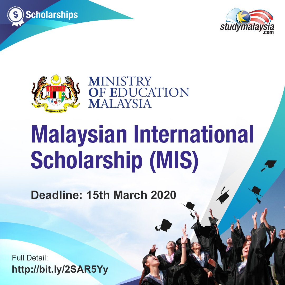 studymsia's tweet photo. Malaysian International Scholarship (MIS)
Deadline: 15 March 2020
Apply now: https://t.co/0VVVYp5yFb
#scholarship #biasiswa #biasiswamalaysia #scholarshipmalaysia #studymalaysia #studymsia #moe #malaysiaEducation #MIS @KemPendidikan https://t.co/iyBbJwkNoz