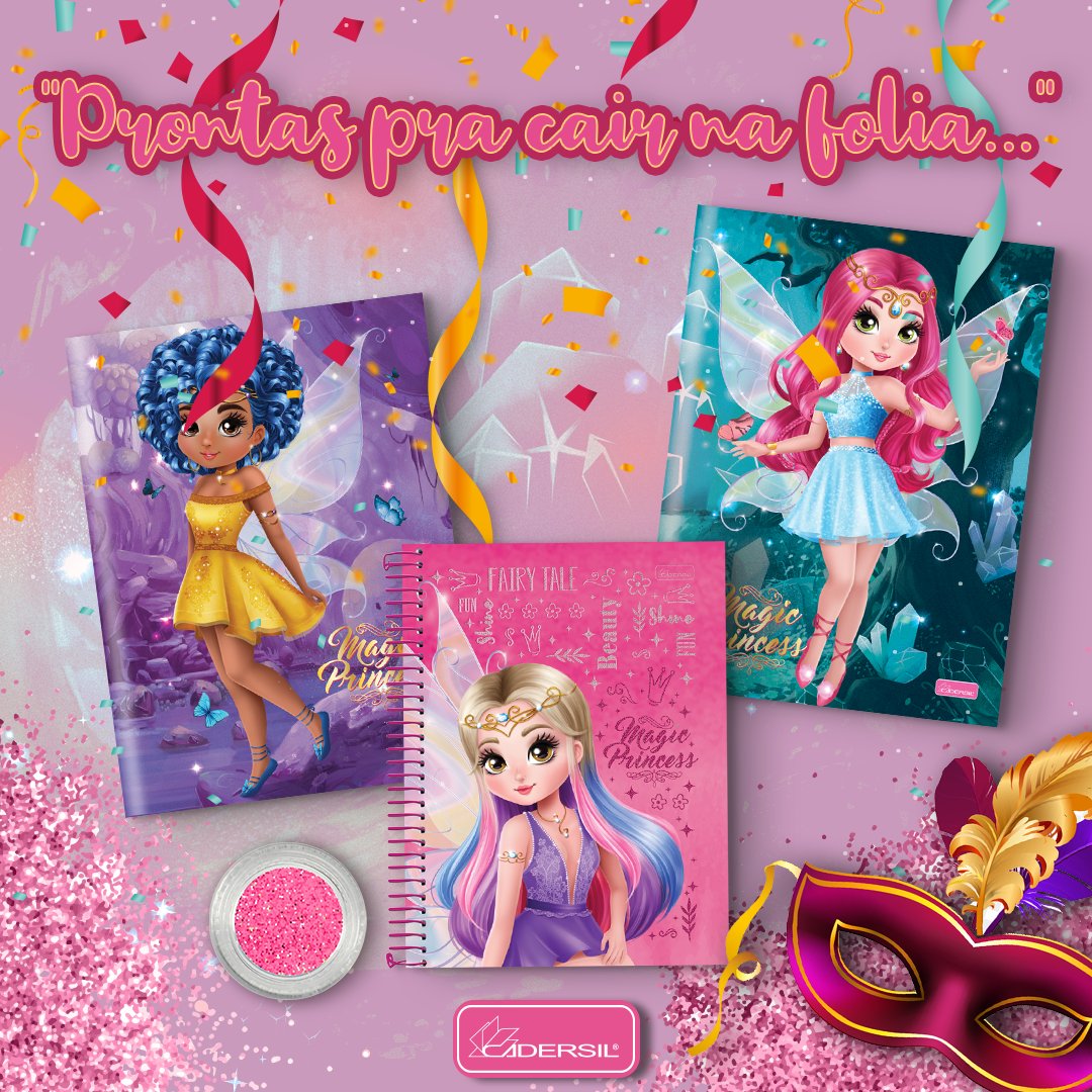 Cadersil's tweet photo. Nós já estamos prontos para cair na folia junto com as nossas fadinhas mais lindas da linha Magic Princess. 🧚‍♀🎉 🎊 #Cadersil #CadernosDoBrasil #Carnaval #MagicPrincess #Papelaria #Coleção2020 #ColeçãoCadersil https://t.co/3bVhtqjp0j