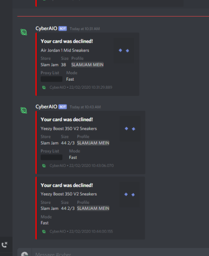 Sephierr's tweet photo. I guess some are better then none...
s/o @oos_n 
@ProxiesCenter @BlankProxies 
&amp; I guess SJS hates me @Cybersole
G: @EscapeNotify @sneakerlabz @SignalFNF https://t.co/6t6OAEMeQd