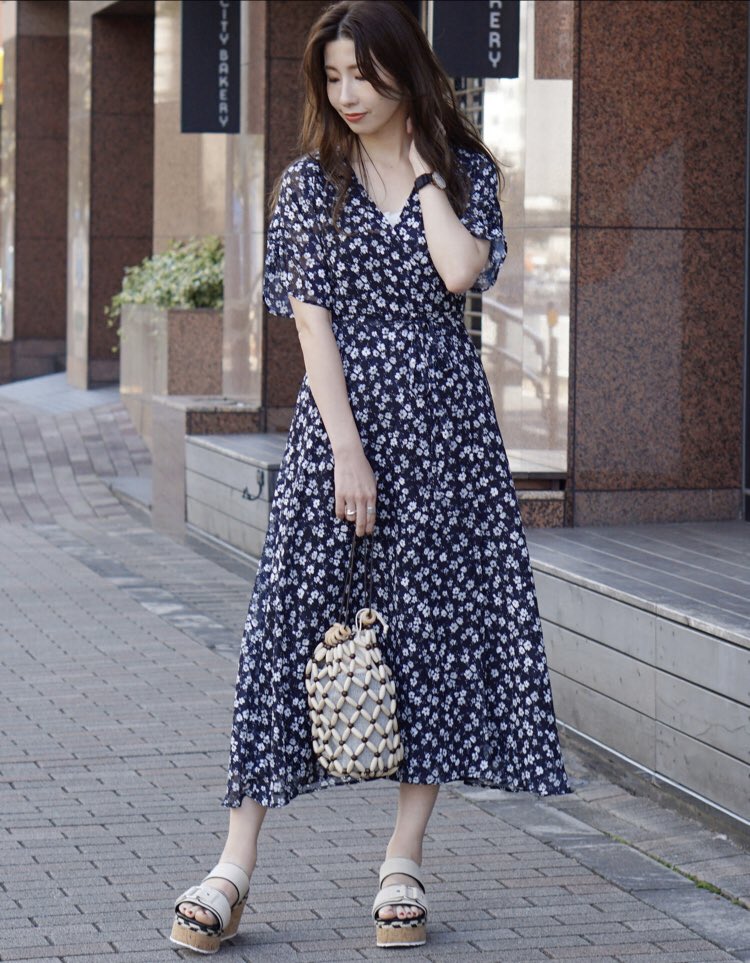 ボトムスス単品 Sweet×MERCURYDUO 小花柄ナローワンピース ブルー