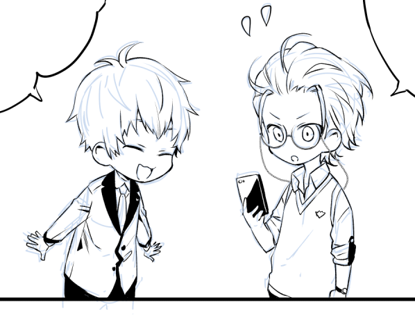 珍しくミニキャラで漫画を描いている 