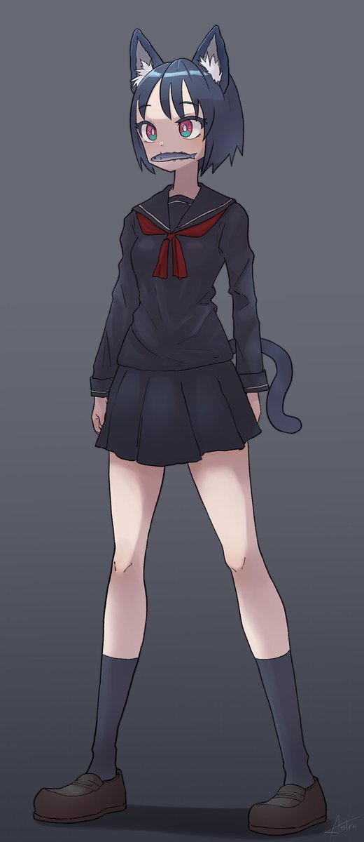 お魚咥えたjk猫 オリジナル 創作 あすとろ のイラスト