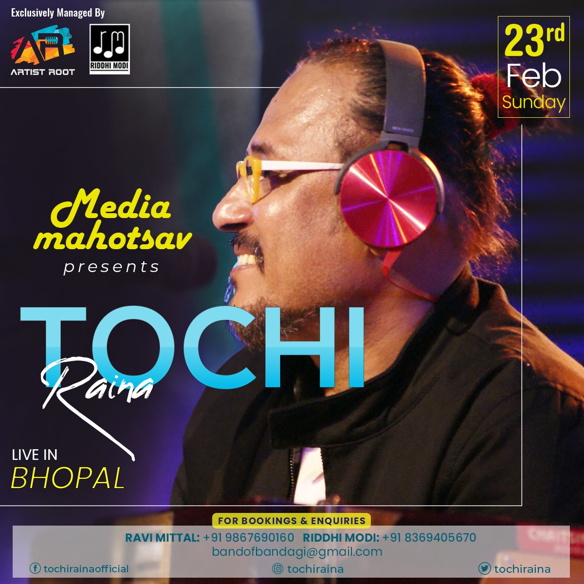 Tochiraina's tweet photo. Tyaar ho jaayein dobara mere sang gana gaane ke liye.. hum fir aa rahe hain aapke liye Media Mahotsav, Bhopal mein
#tochiraina #tochirainaofficial #tochifans #mediaMahotsav2020 #cityoflakes #media #Bhopal #performance #live #singer #soulful #composer https://t.co/60MrLVSrKC