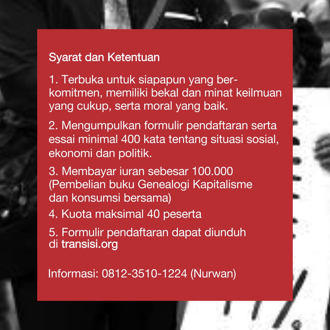 TRANSISIorg's tweet photo. Pendaftaran Sekolah Ideologi V masih buka nih. Yuk daftar :) https://t.co/AVY0SQRPU8