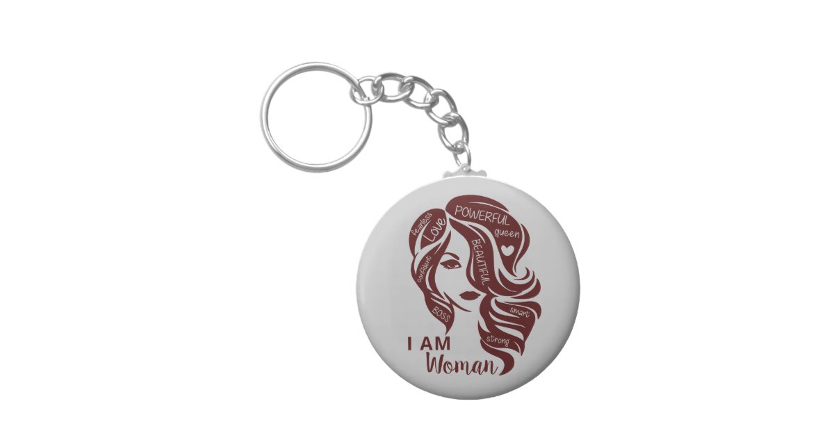 Maroon/Gray I Am Woman Keychain bitly.com/31De1ZU  #iamwoman #bykenique #mccallacoulture #feminism #inspirationforwomen #motivationforwomen #girlpower #womensday #womensconference #conferenceforwomen