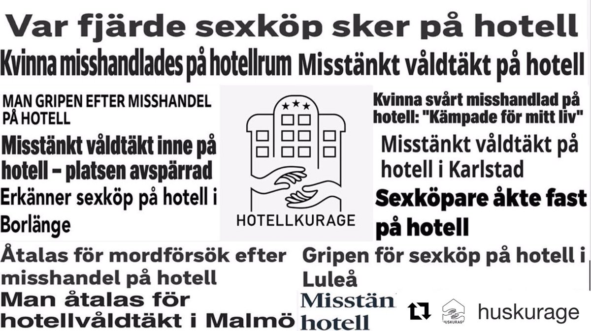 Nu lanseras Hotellkurage för att få fler att bli medvetna och agera vid oro för våld eller sexköp. Ett gratis verktyg för alla hotell att använda som ett tydligt statement och för att både förebygga och stoppa våld och sexköp på hotell! SÅ BRA! Läs mer på huskurage.se
