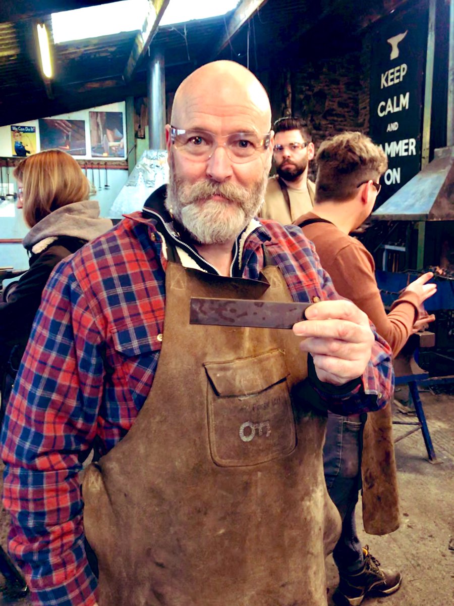 Grimesygrimes's tweet photo. Had a fabulous day at Oldfield Forge @info_forge forging my own knife...a great Birthday present and I highly recommend it. 
#BlackSmith #Forging #OldfieldForge https://t.co/jazJ5bLvV4