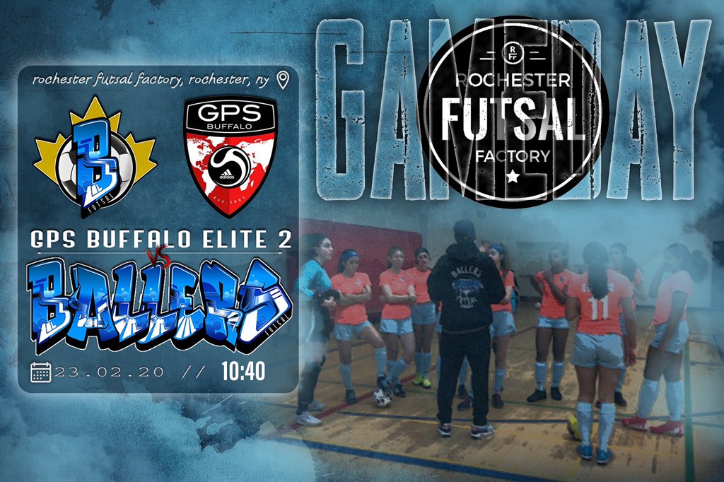 BallersFC6's tweet photo. We are ready to kickoff the day in #Rochester #NY w/our Ballers 2004 girls team at @factory_futsal 
BRING IT ON 🤜🏼💥🤛🏿
GAME DAY vs. GPS Buffalo Elite 2 
10:40AM // Blue Goals 
#futsal #gameday ⚽️ https://t.co/h8yLqBgGFb